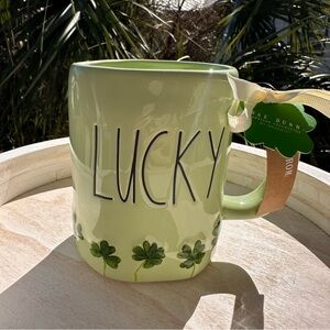 Rae Dunn Green 'Lucky' Mug NWT